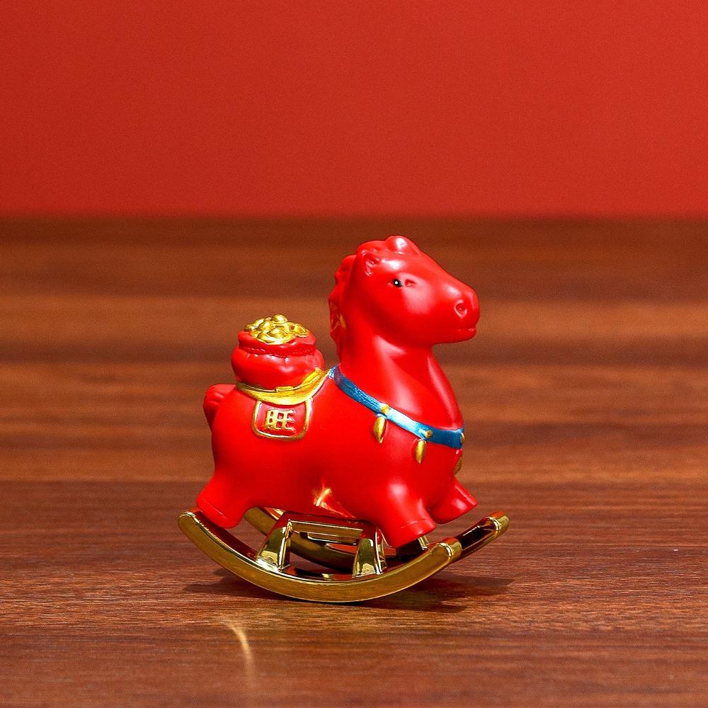 with Blessing Word Year of The Horse Zodiac Ornament Mini Horse Mascot Statue Study