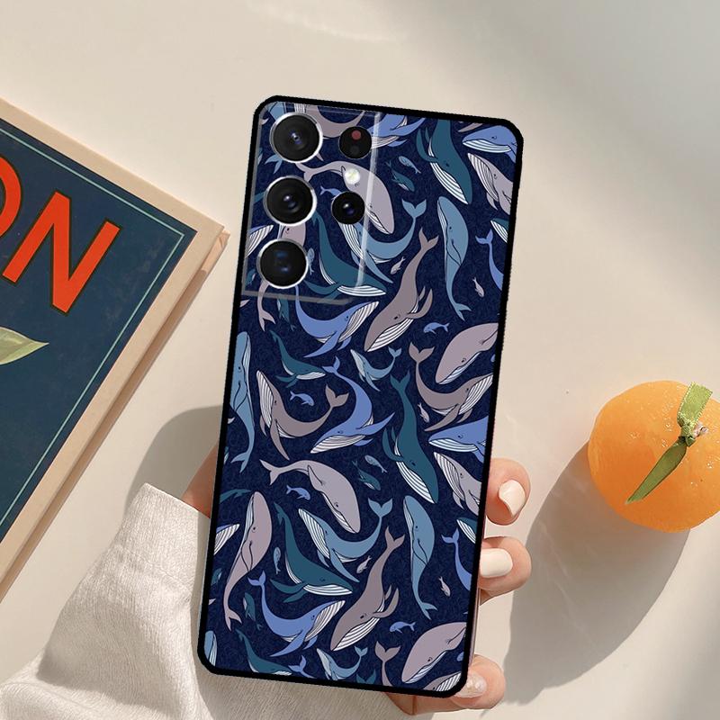 Beautiful Blue Whale Painting Phone Case For Samsung Galaxy S23 S26 Ultra S20 S21 S22 S24 S25 S10 Plus S25 FE Back Cover