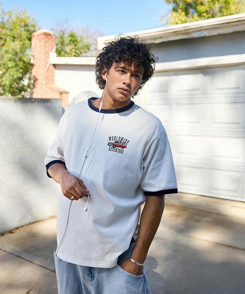 Peullukeu Worldwide Adventure Ringer Short Sleeve T-Shirt White Fst347