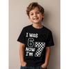 European Sizes Boys' 7th Birthday T-Shirt - "I Was 6 Now I'm 7" Checkered 7-Year-Old Outfit, Casual Round Neck Tee Suitable for Birthday Gifts