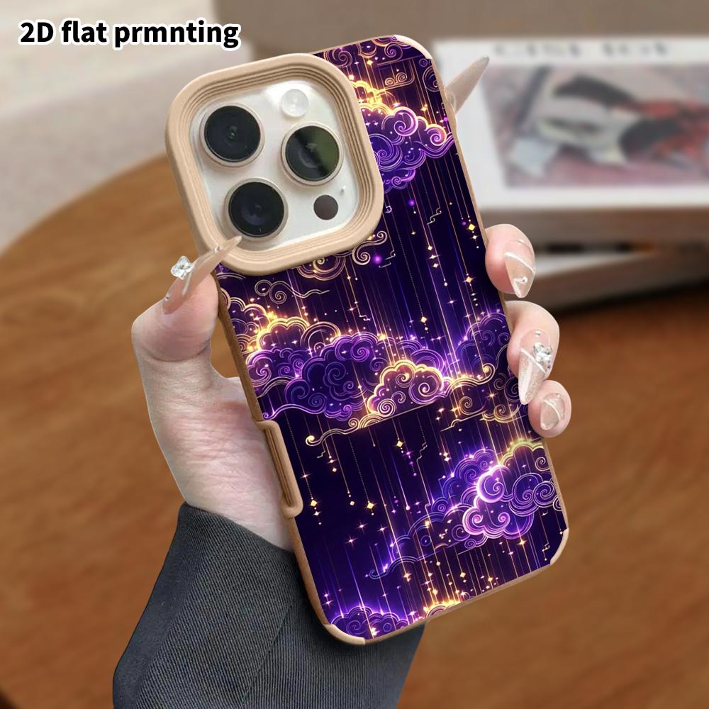 Phone Case: Lambskin 2D Flat Samsung Galaxy A34 A35 M05 M06 S20 S22 S21 FE Plus 5G Protective Case, Neon Clouds, Christmas and Halloween Gift