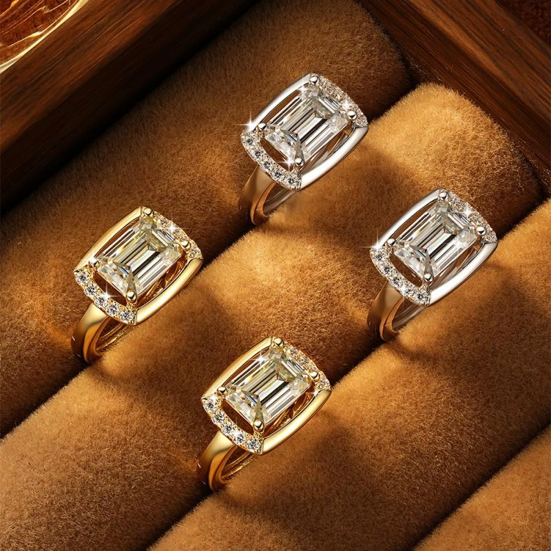 Classic Luxury 2CT Emerald Moissanite Earrings Women 14K Gold Plated Elegant Fine Jewelry