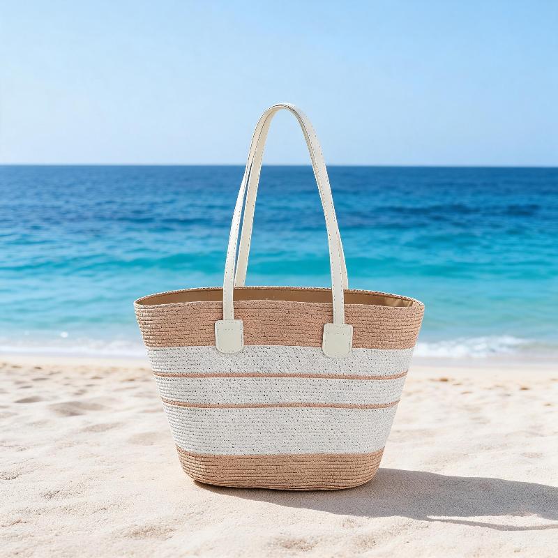 Straw Hat Tote Bag Set Adjustable Wide Brim Sun Hat Sturdy Woven Handbag 2Pcs for Women Outdoor Summer Activities