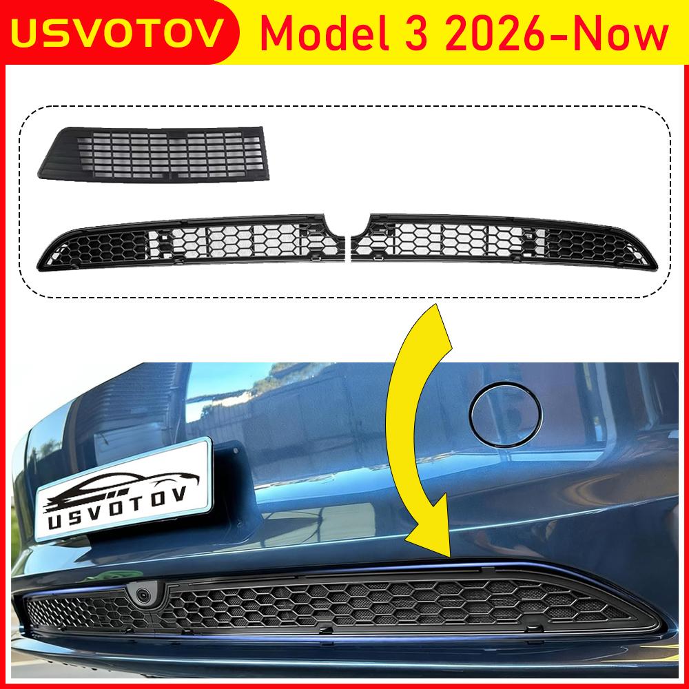 USVOTOV For 2026 Tesla Model 3 Grille Mesh Inserts Bemper Air Inlet Vent Grill Under Seat Air Vent Cover Anti-block Accessories