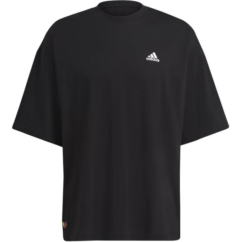 Adidas Logo Breathable Solid Color Casual Sport Short Sleeve T-Shirt Men Tops Black H61130