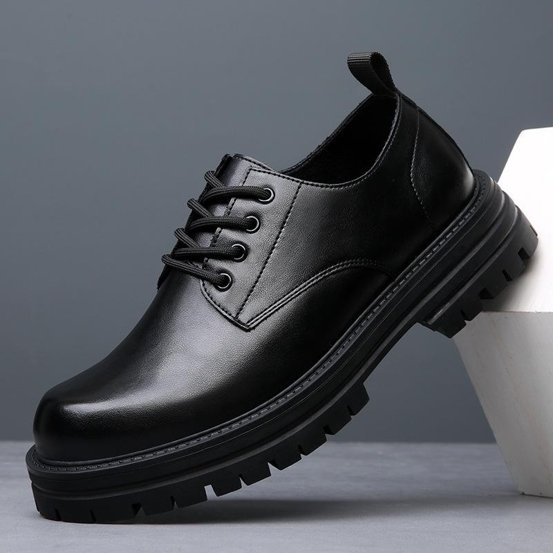 Derby shoes 2025 new autumn low-top Martin boots men's platform heightening versatile breathable business casual leather shoes