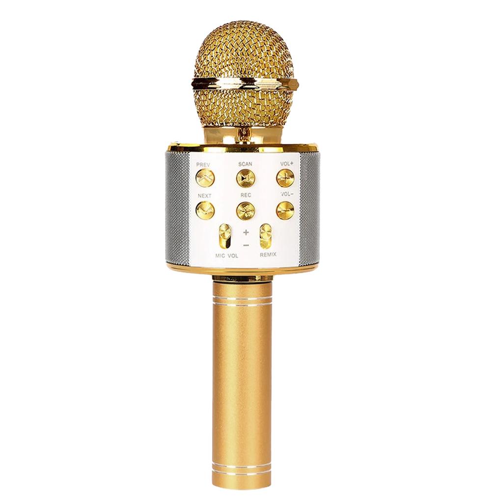WS858 Bluetooth Compatible Wireless Handheld Microphone Portable Bluetooth Microphone English Gold