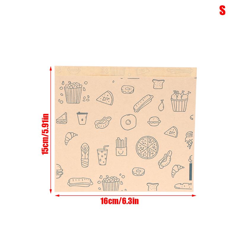 50x Kitchen Oil Proof Paper Bags Kraft Greaseproof Paper Bag Food Wrapping Bag Disposable Packaging Baking Paper Plate Mat