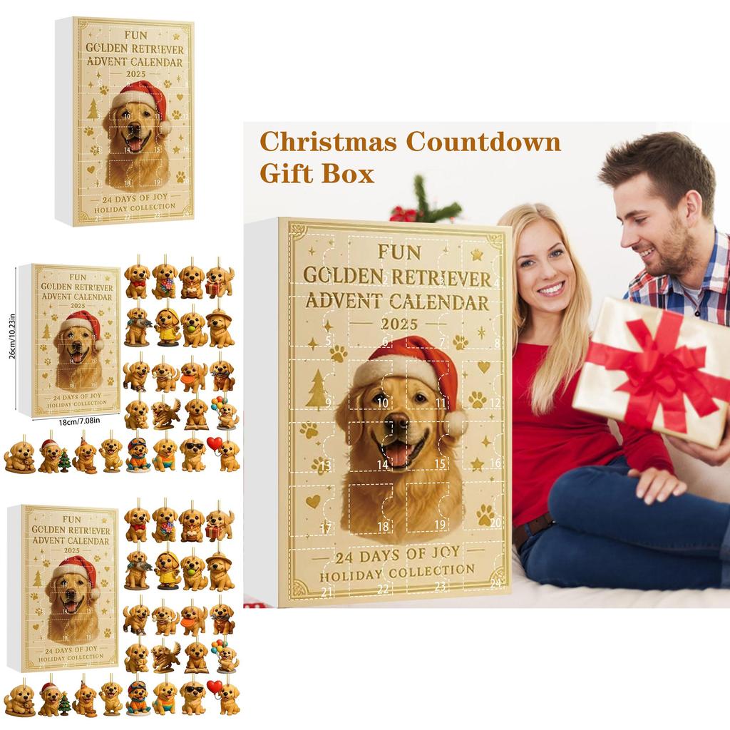 Dog Inspired Christmas Countdown Calendar With Acrylic Animal Decor For Gift And Decoration