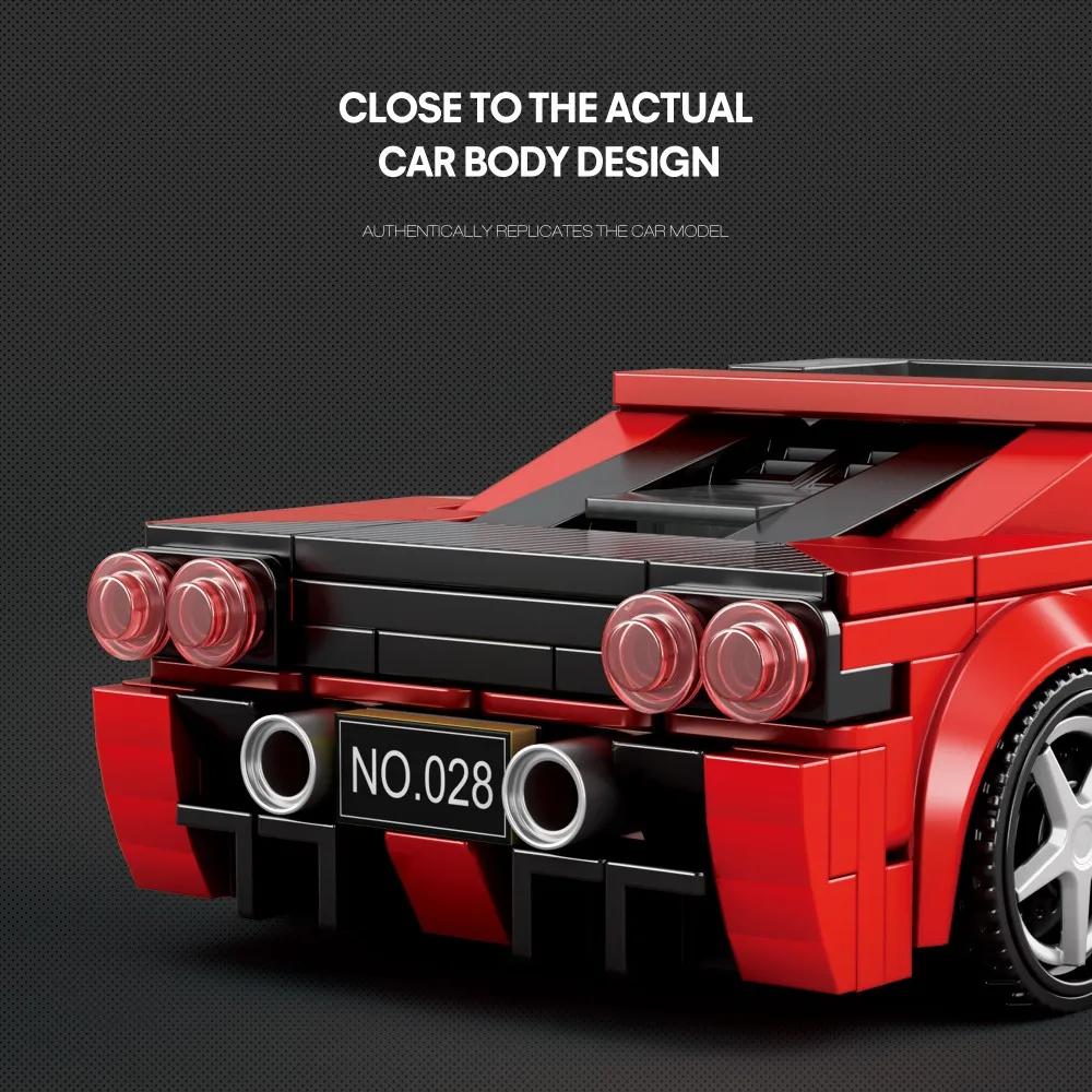 Non-Toxic 298Pcs Speed Racing Car Building Blocks City Sport Vehicle Bricks 1:24 Model Collection Desktop Display Kids Toys Holiday Gifts