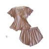 Women's Modal Pajama Set: Short-Sleeved with Built-in Bra, Includes Shorts and Long Pants for Spring/Summer