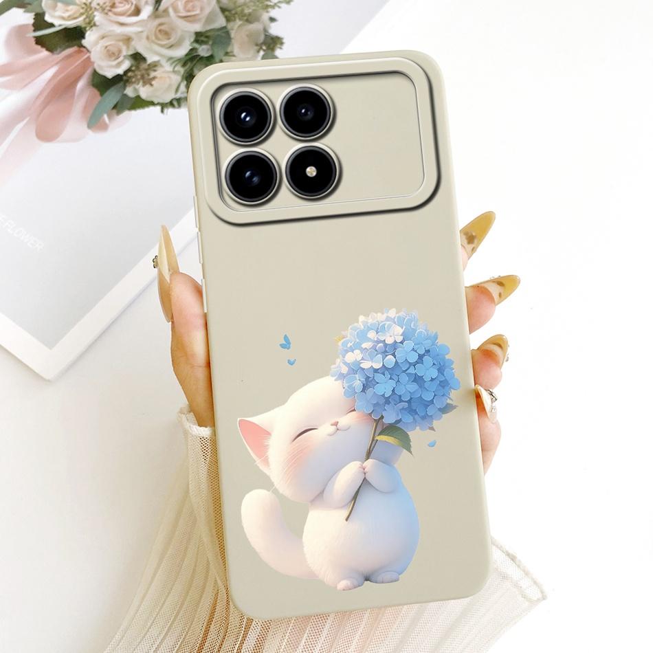 Für Xiaomi Redmi K90 Niedliche Katze Blume Cartoon Handyhülle Für Redmi K 90 K90 Pro Max 5G Stoßfeste Weiche Silikonhüllen Stoßfänger
