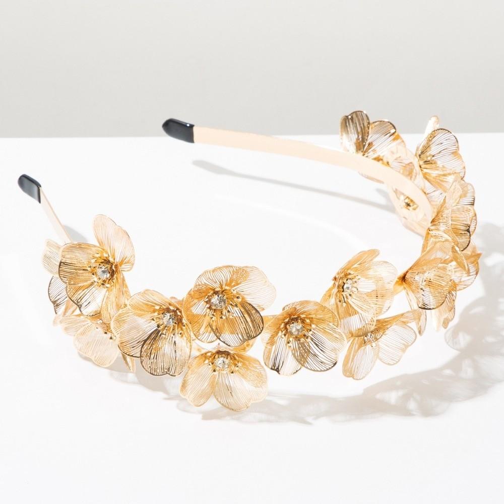 Neues Heavy Industry Blumen-Stirnband Goldfarbe Party-Kopfschmuck Braut-Stirnband Schmuck Geschenk Blumen-Haarbänder Ballparty