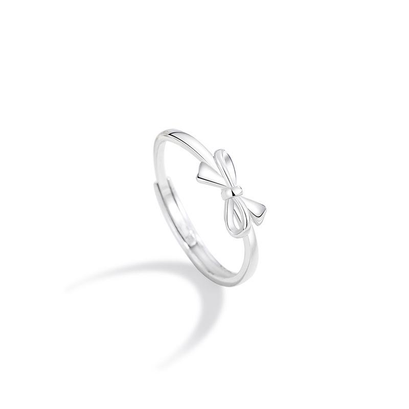 

Mobius S925 Silver Couple Rings: Simple Open Bowknot Design for Men and Women Adjustable Opening