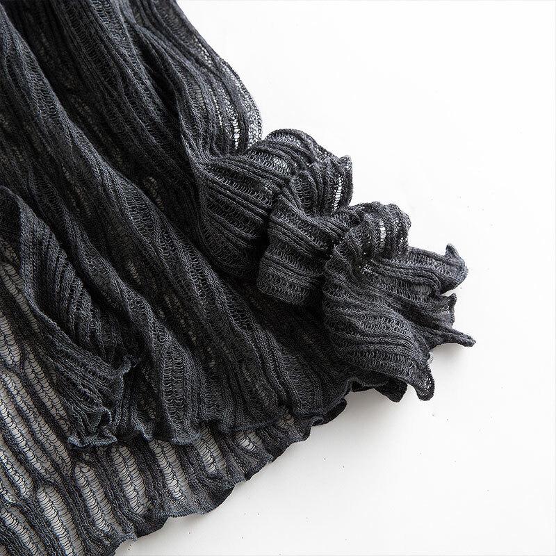 Slim-fit V-neck Hollow-out Knit Cardigan