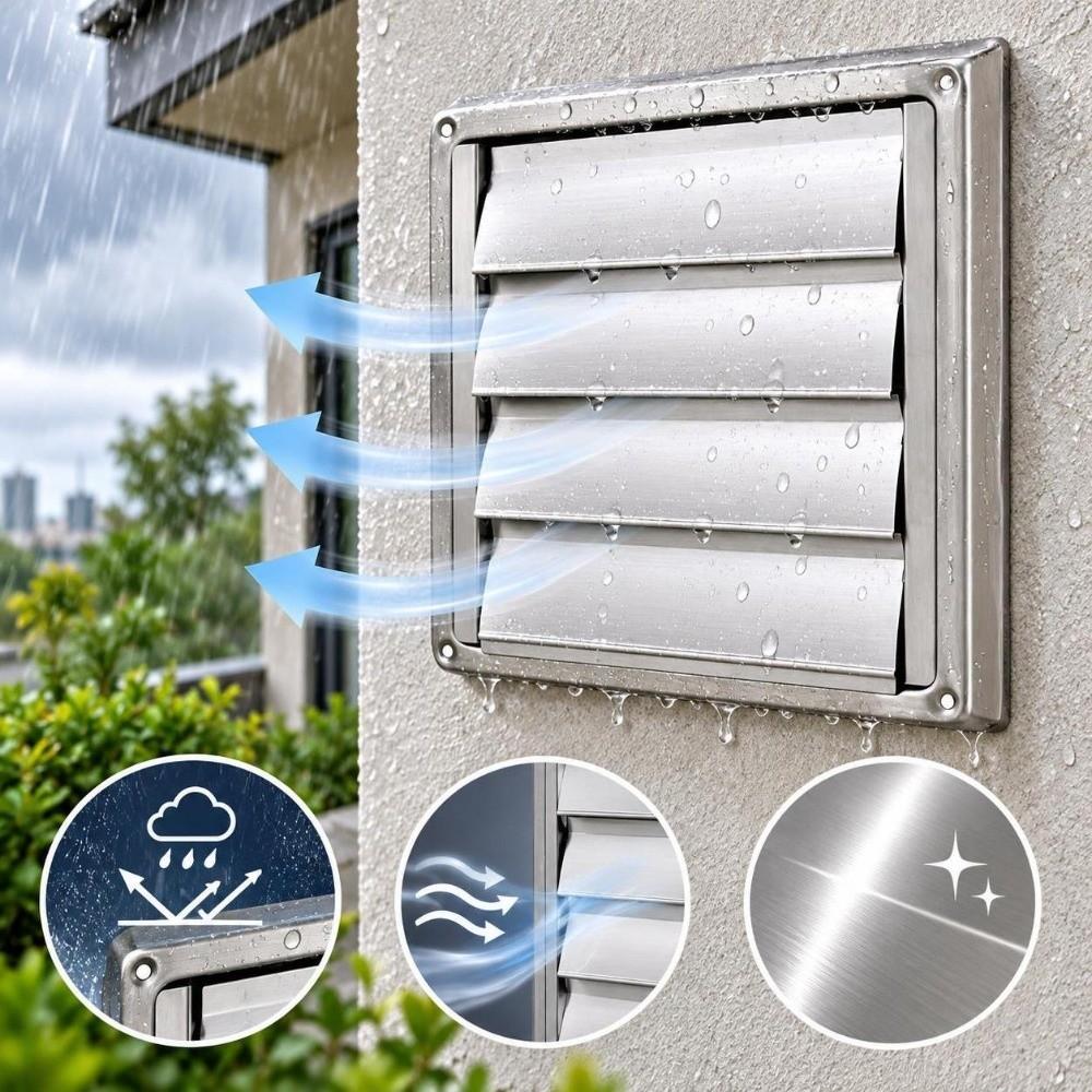 1pcs Gravity Moving Flap Dryer Vent Cover Stainless Steel Exterior Vent Grille Home Exterior Wall