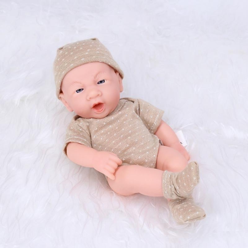 7.87 Inches Reborns Popular Pouting Cute Girl Doll with Knit Sweater Hat Soft Cuddle Doll for Toddler Birthday Gift