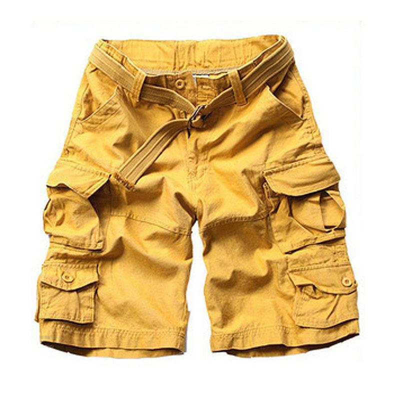 2026 New Fashion Military Cargo Shorts Men High Quality Cotton Casual Multi-pocket Men's Summer Shorts ( With Belt )
