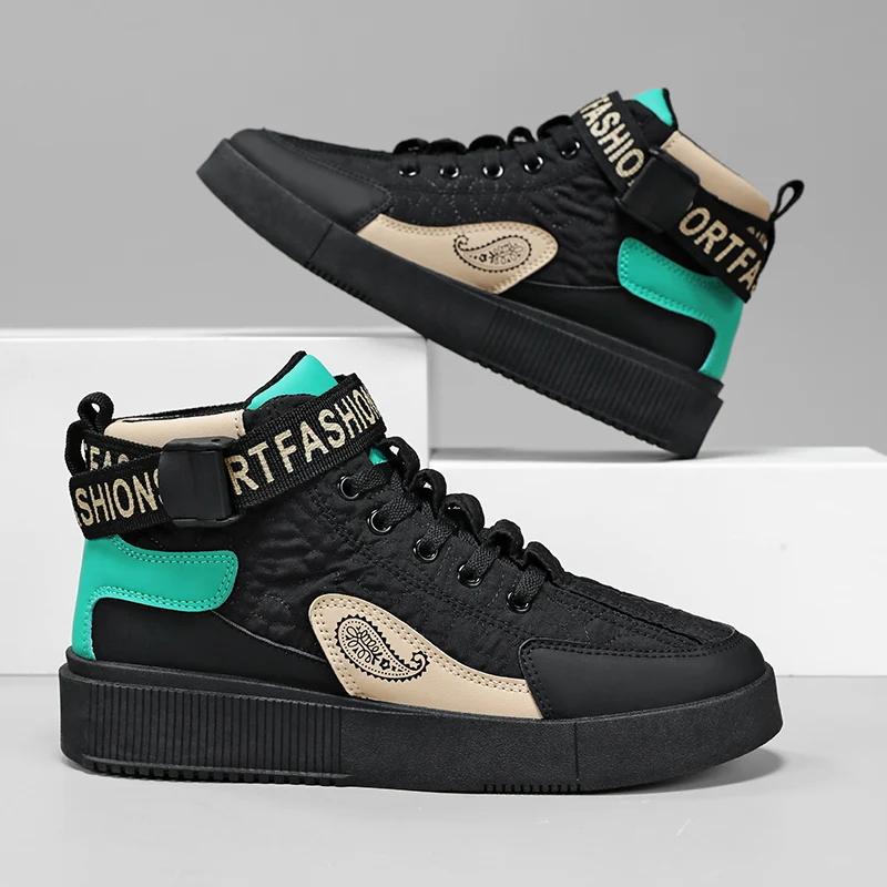 Mode für Männer Casual Sneakers Schuhe Herbst Herren Vulkanisierte Schuhe High Tops Persönlichkeit Beliebtes Modell Neue Mode Strapazierfähige Persönlichkeit