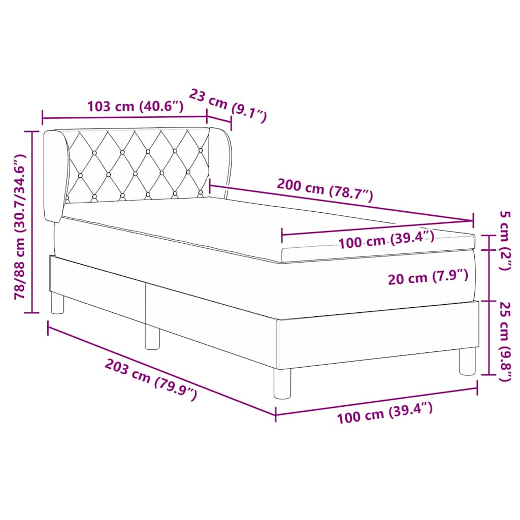 Box Spring Bed with Headboard Pink 100 X 200 Cm Velvet