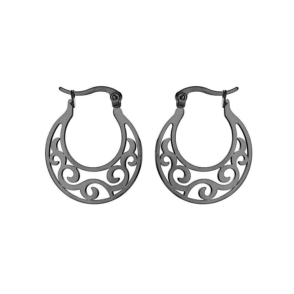 Vintage Flower Tree Hoop Earrings for Women Stainless Steel Gold Round Circle Boho Earring Female Jewelry Gift