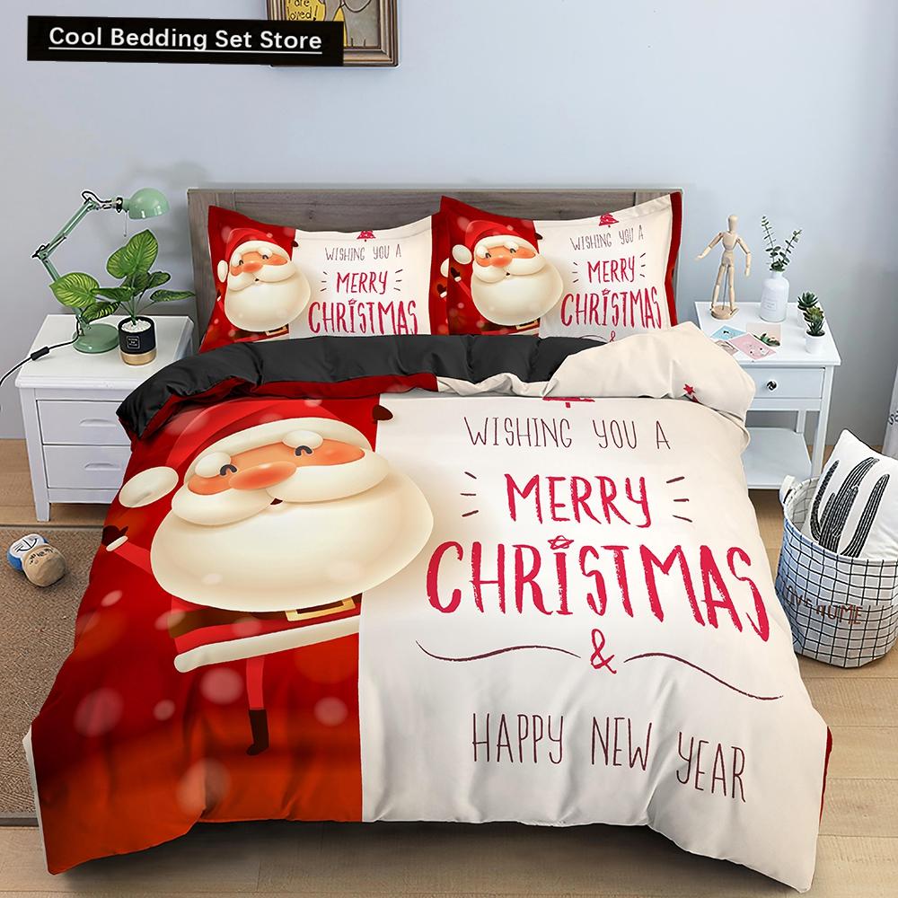 

3D Merry Christmas King Queen Комплект постельного белья для детей с рисунком Санта-Клауса, снеговика, оленя, покрывало для пододеяльника, рождественское покрывало из полиэстера EU single(135x200cm)