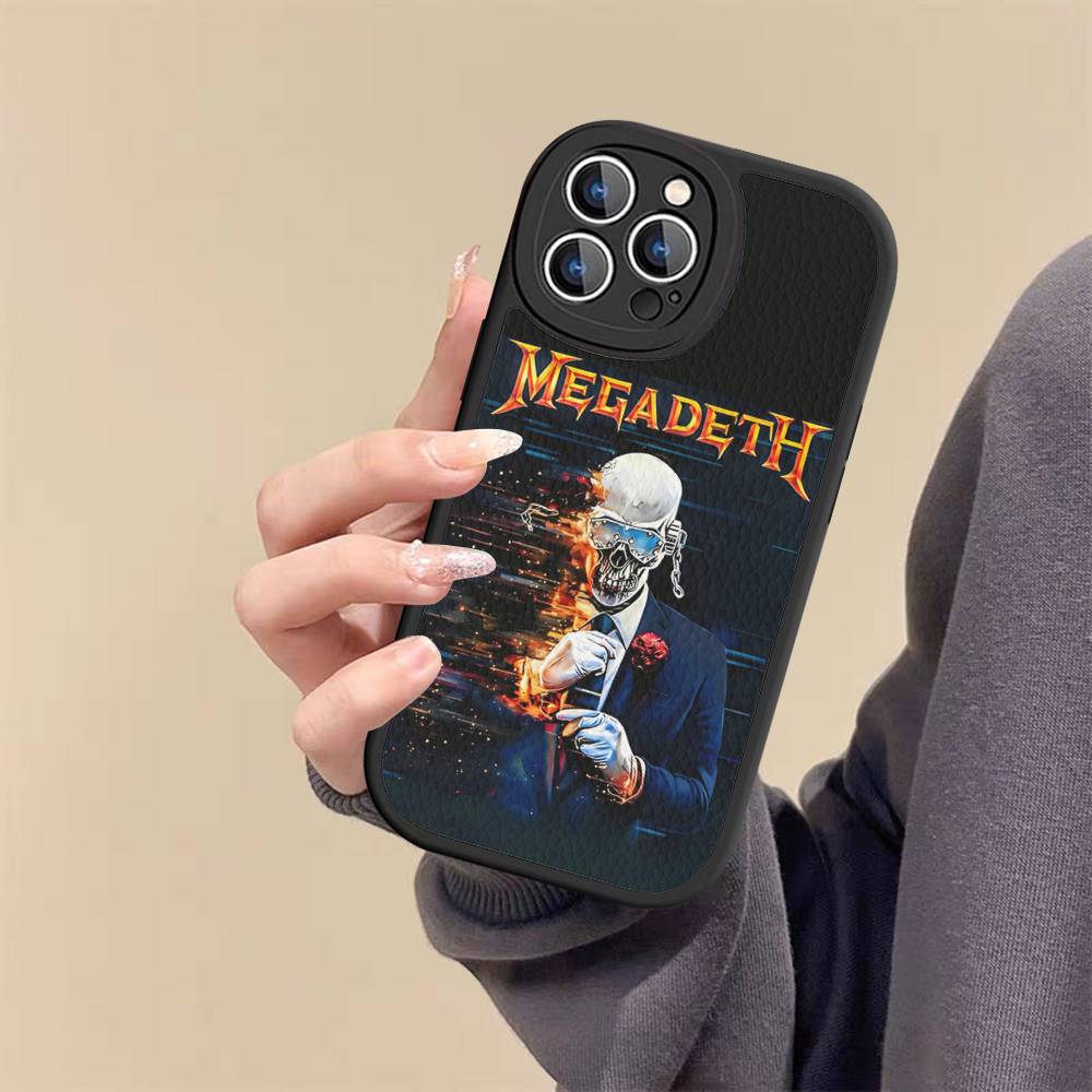 M-Megadeth Logo Phone Case For IPhone 16 15 14 13 12 11 Pro Max Plus Leather Shockproof Cover
