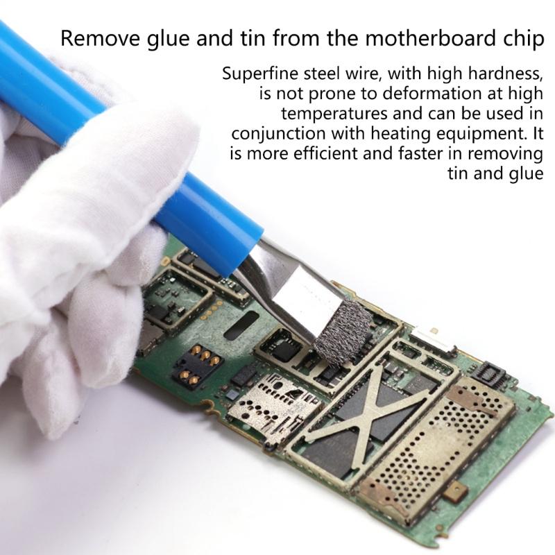 2Pcs Cleaning Brushes Double Head with Stiff Bristle Anti Static Design and Steel Wire for Glues Debris Clearance