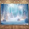 VIKAMA Dreamy Snow Forest Tapestry Living Room Feature Wall Hanging Christmas Winter Atmosphere Room Decor
