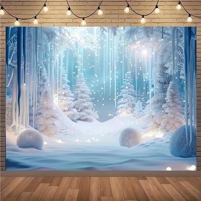 VIKAMA Dreamy Snow Forest Tapestry Living Room Feature Wall Hanging Christmas Winter Atmosphere Room Decor