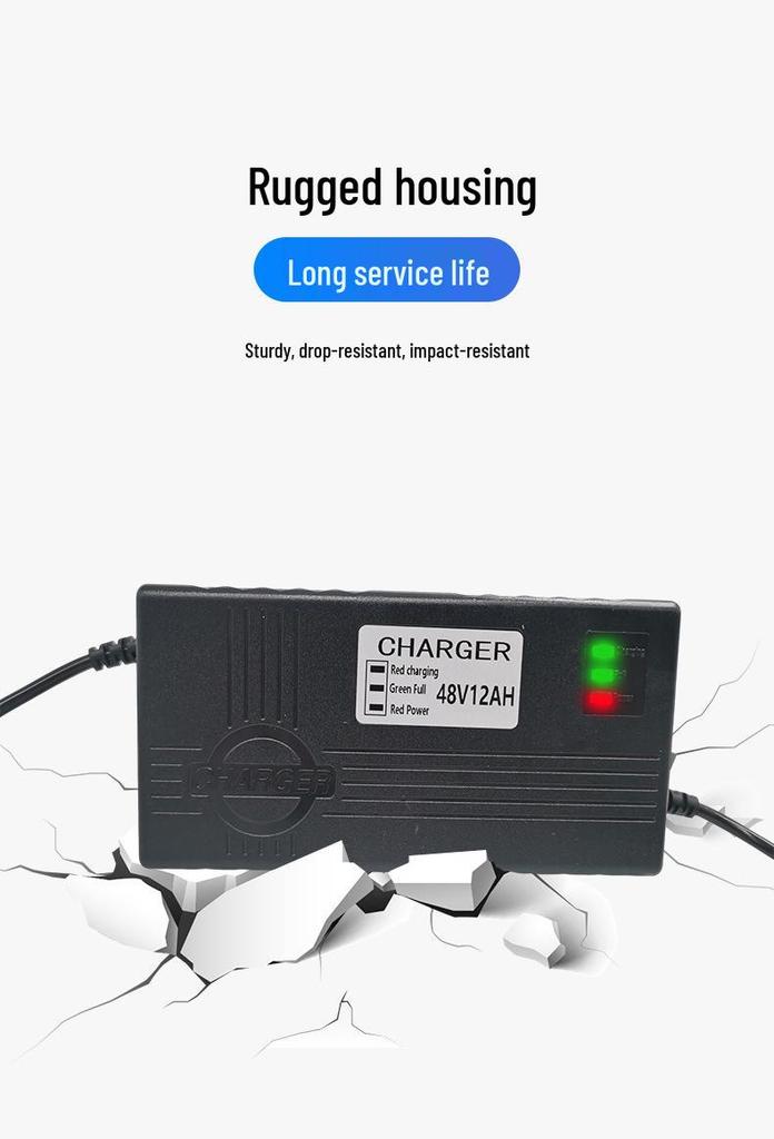 48V 12AH Smart Three-Stage Lead-Acid Battery Charger for Electric Scooters