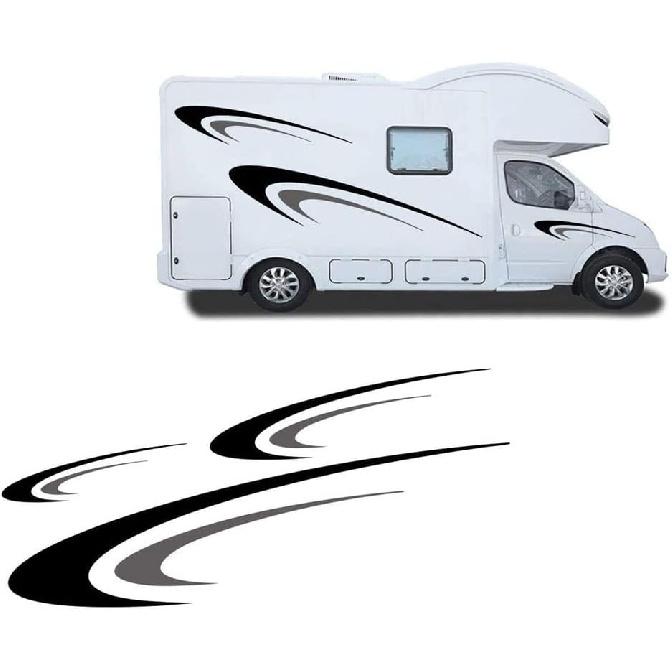 Large Vinyl Decals,Car Body Stickers,Vinyl Stripe Graphics Decals Stickers for Camper,RV,Trailer,Motorhome,Black+Gray,(DB04850ANPCS)