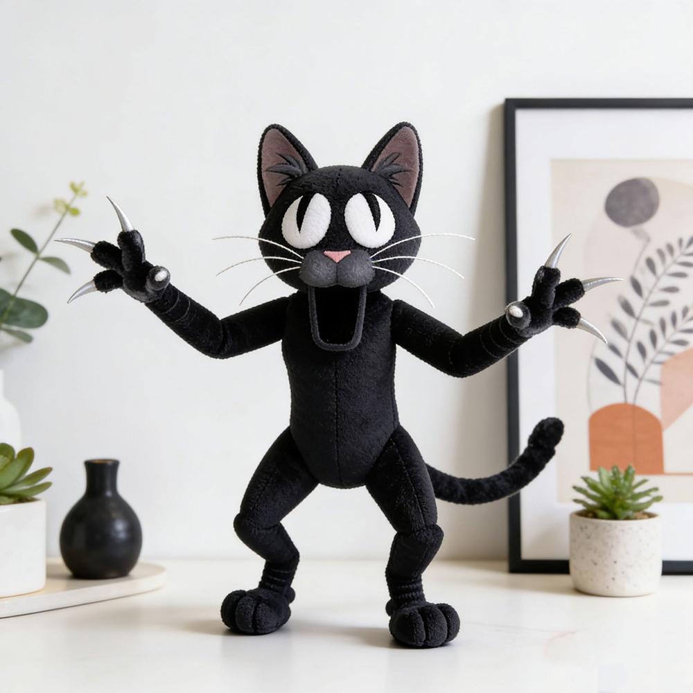 99 Notti Nella Foresta Gatto Nero Peluche Giocattolo Decorazione Divertente Bambola di Pezza Gatto Nero Collezionabile Regalo per Festa di Halloween Compleanno