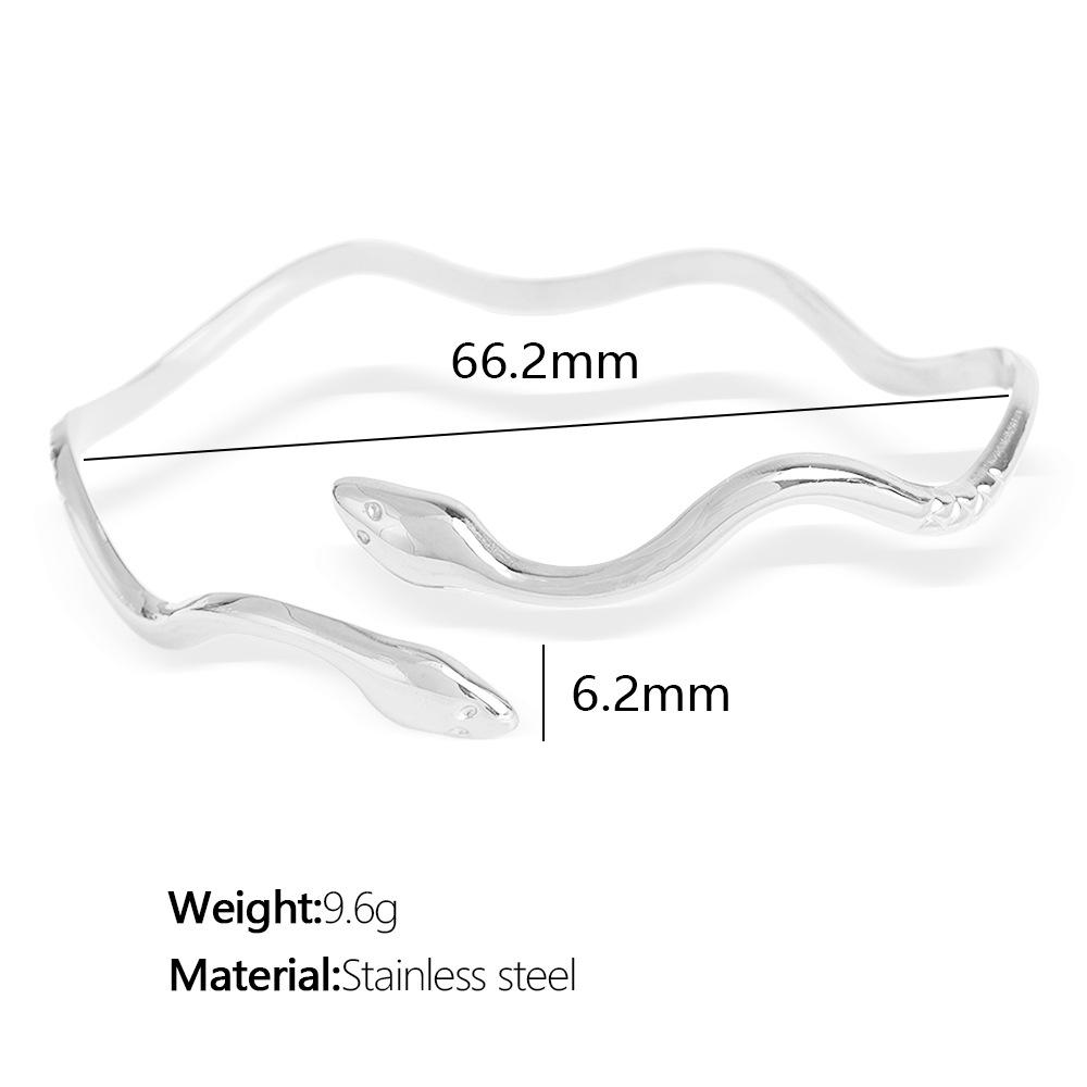 High-End Stainless Steel Spirit Snake Design Open Bracelet for Girls