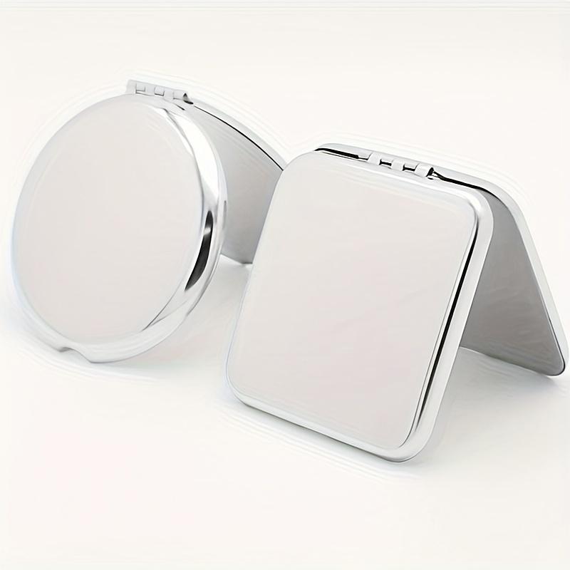Portable Stainless Steel Mirror Sleek Silver Travel Makeup Mirror DoubleSided Personal Grooming Folding Mirror Daily Beauty Gift