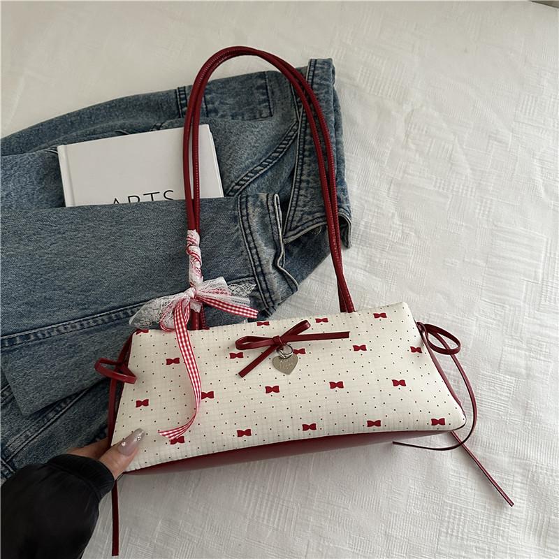 Новая нишевая сумка-бант женская новая универсальная на плечо подмышку модная портативная рабочая маленькая сумка белый