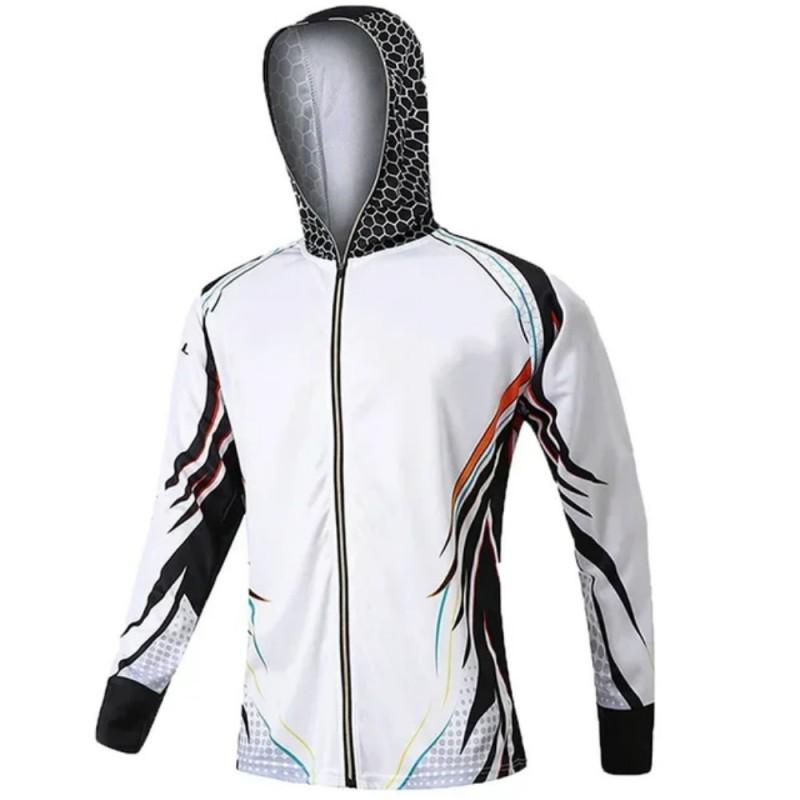 

Men s Fishing Clothes Sun-proof Long-sleeved Zipper Hooded Breathable Professional Sports 7XL