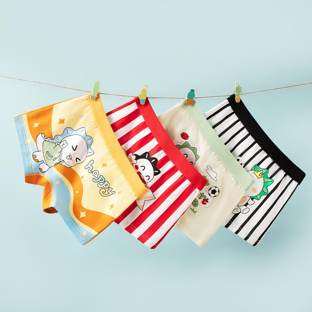4pcs/Pack Boys Underwear Kids Cotton Boxers Cute Cartoon Training Boyshorts Soft Panties