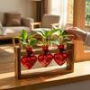 3/2 Flaschen Glas Herzform Vase Holzständer Holzrahmen Vase Blumentopf Heimdekoration