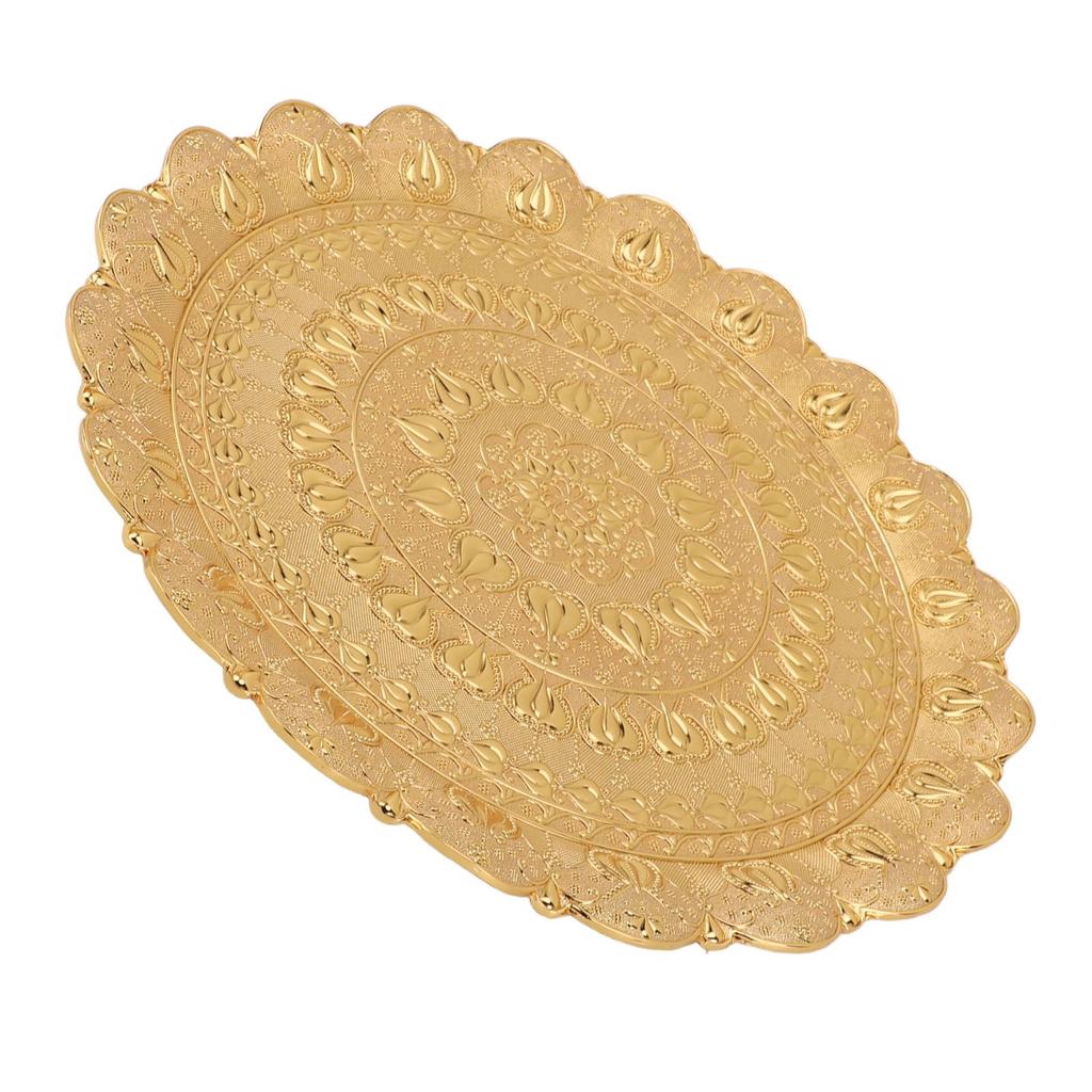Turkish Tea Coffee Serving Tray Vintage   Embossed Pattern Round Coffee Plate for Bar Outdoor   Dessert