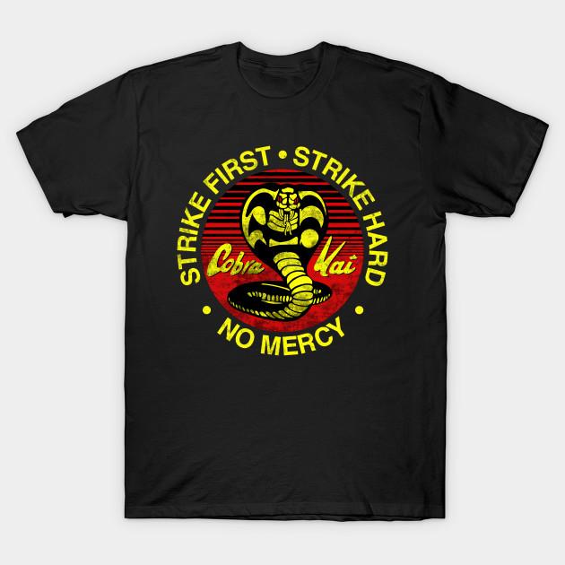 

Men Black Print T-shirt Cobra Kai No-Cut Transfer Paper Print Cotton Tshirt 3XL