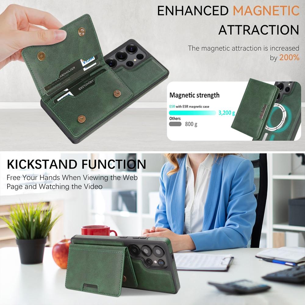 2 In 1 Leather Phone Case for Samsung Galaxy S25 Ultra S24 Plus S23  S25U S24U S23U Magnetic 5 Cards Holder Slots Phone Cover