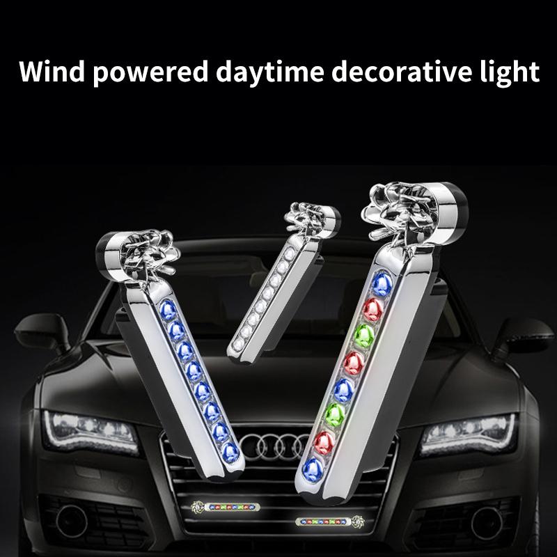 2 pezzi Auto ad Energia Eolica Luce Diurna a LED Illuminazione Ausiliaria Lampada a Ventola Rotante Fari Diurni per Automobili Decorativi