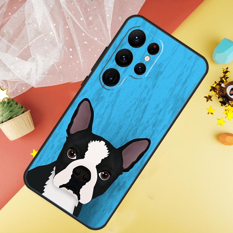 Boston Terrier Dog Case For Samsung Galaxy S23 Ultra S24 S22 S20 S21 FE Note 10 20 Ultra S8 S9 S10 Plus Cover