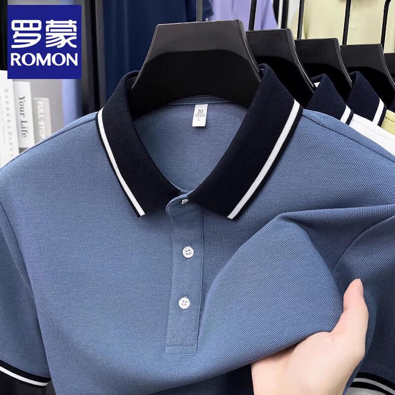 

Luomeng Men s Short Sleeve Color-Block Stripe Polo Shirt L