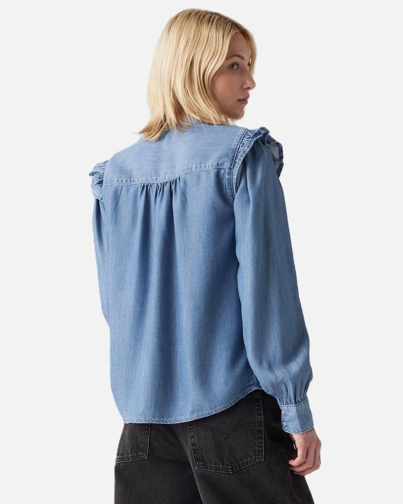 Levi's GIANNA Band Collar Ruffle Blouse Long Sleeve Women's A8688-0013 US M