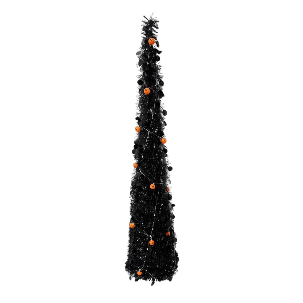 Halloween Folding Decorative Tree with Lights - Telescoping Floor Decor for Indoor Holiday Display