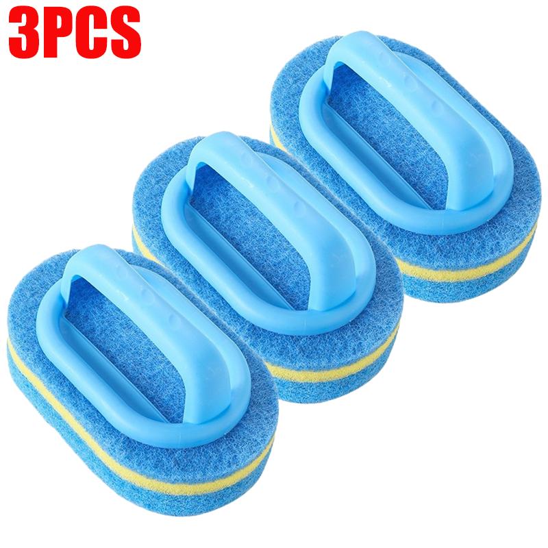 6/3/1Pcs Household Cleaning Brush with Handle Sponge High-Density Thick Scouring Pad Kitchen Bathroom Toilet Wall Clean Brush
