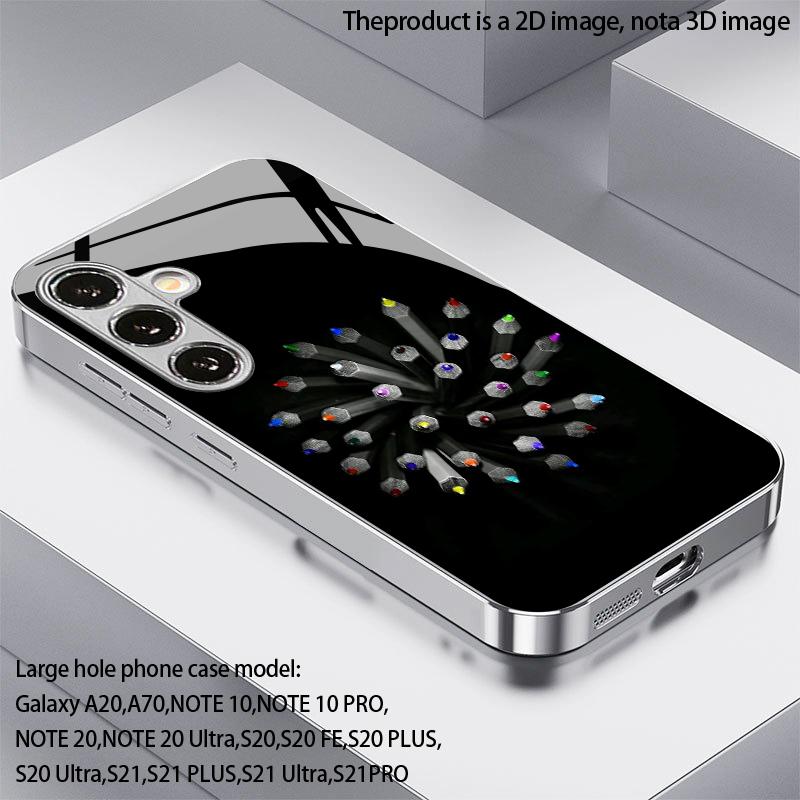 Colorful Pencil Radiating Pattern 2D Phone Case for Samsung S26 S25 S24 S23 S22 S21 S20 A56 A36 A16 - Glass Protective Cover
