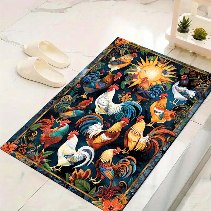 Vintage Chicken Art Carpet Rug for Living Room Bedroom Home Sofa Decoration,Kids Play Non-slip Floor Mat